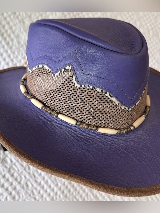 Sabbatini Sierra Leather Hat Purple Brown Mesh Western Women’s Med USA main image 10